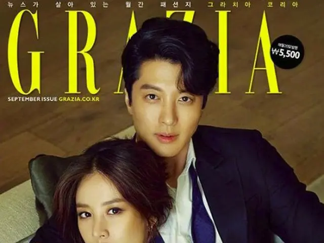 Actor Lee Dong Gun - Cho Youn Hee and his wife appear on the cover. From themagazine 'Grazia'.