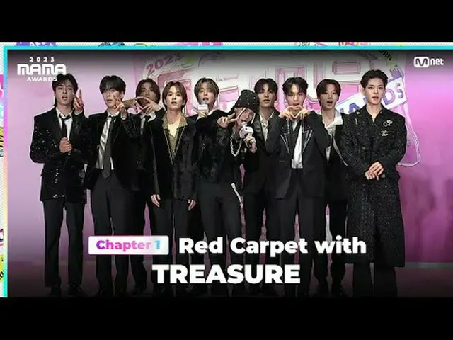 在電視上直播： TREASURE_ _ _ (TREASURE_ _ ) 登上2023 年MAMA AWARDS 光榮紅毯ONE_我出生了2023 年媽媽獎#媽