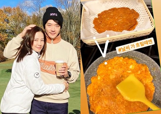 演員權相宇的妻子孫泰妍在紐約的家中製作泡菜煎餅......“陰天”