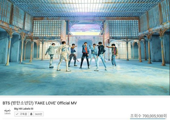[官方]“ BTS”和“ FAKE LOVE”音樂視頻的觀看次數超過7億