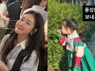 演員崔智友穿韓服像洋娃娃…公開可愛女兒最新狀態