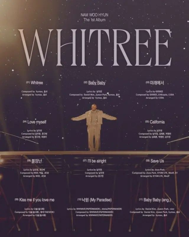 ナム・ウヒョン（INFINITE)、1stソロフルアルバム「WHITREE」のトラックリスト公開…タイトル曲は「Baby Baby」