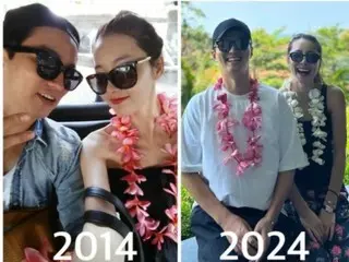 女演員蘇怡賢和演員喬真結婚十週年紀念日之旅......對他們不變的視覺效果感到驚訝