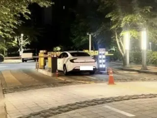 未登記的汽車在入口處被拒絕後被堵在公寓入口=韓國