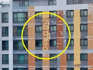 「這是為什麼？」…重新粉刷的公寓大樓外牆上寫著金大中的字樣=韓國