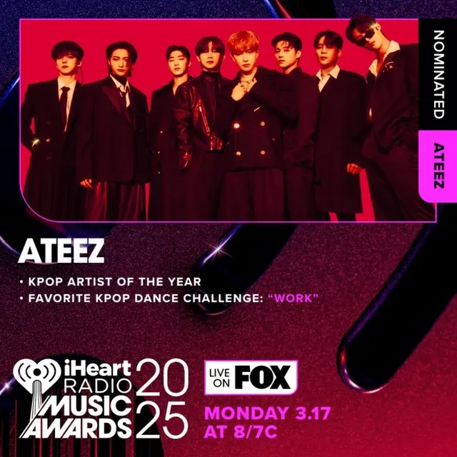 「ATEEZ」、米「iHeartRadio Music Awards」の2部門にノミネート…2年連続