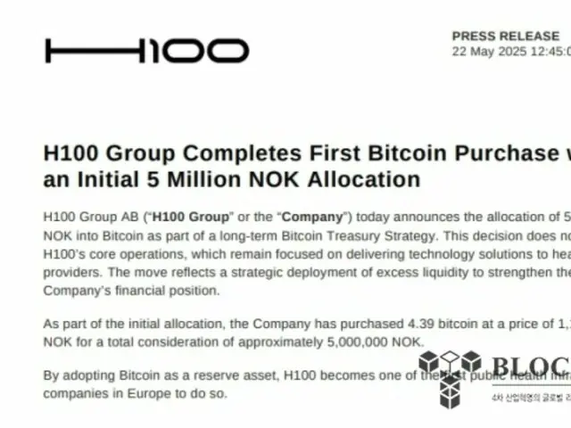 瑞典公司 H100 宣布購買比特幣…Blockstream 執行長投資 220 萬美元