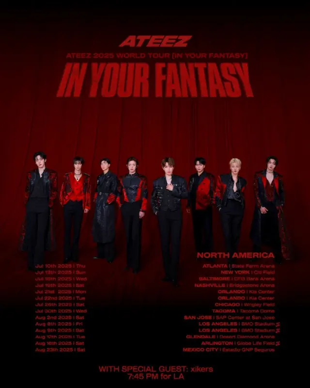 「xikers」、”直属の先輩”「ATEEZ」ワールドツアーアメリカ公演のオープニングステージに立つ