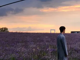 演員金秀賢在《眼淚女王》最後一幕的薰衣草田裡…