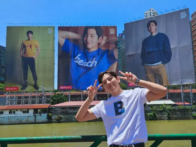 演員池昌旭在菲律賓馬尼拉拍攝超大尺寸廣告認證鏡頭